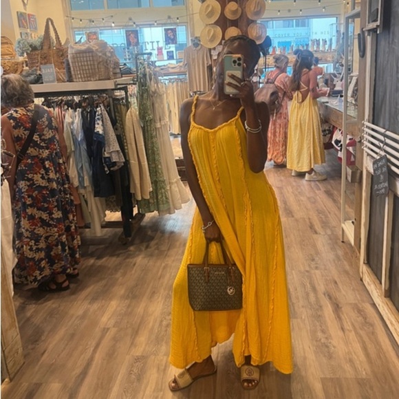 FREE PEOPLE McKinley Maxi Yellow Dress S - Picture 4 of 7